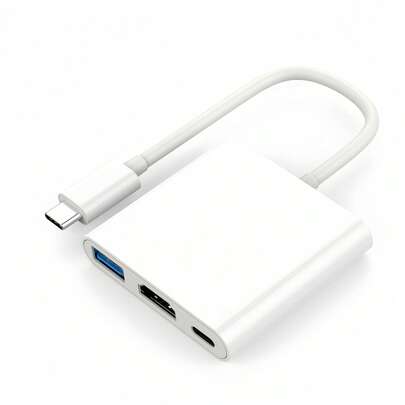 Estación de acoplamiento 3 en 1 USB C a compatible con USB 3.0, hub USB portátil para laptop, convertidor divisor de tipo C para MacBook Air y laptops Windows