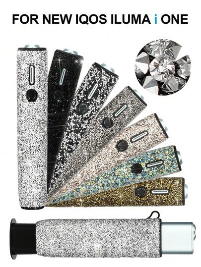 BLBLBL 1 Set Multi-Color Full Diamond Protective Case With Hanging Hole For IQOS ILUMA I ONE & ILUMA ONE, Designed By International Designer Jack Pang Using Approximately 8,000 Grade A Diamonds For A Luxurious Lambert Reflection Effect, Comes With A Replacement Tool To Avoid Damaging Manicures, Suitable For Daily Use Or As A Gift For Mom, Girlfriend, Boyfriend, Lover Or Holiday