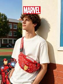 1 Pc Marvel Officially Licensed Iron Man Pattern Fanny Pack,Multifunctional Sling Bag, Boys' Casual Crossbody Bag, Lightweight Adjustable Strap Chest Bag,Cartoon Coin Purse,Bum Bag, Ideal For Boy,Boy, Young Fans,Students, Perfect For Daily School Runs, Outdoor Play, Theme Park Visits, Holiday Trips, Sports ﻿ - Multicolor - View 2
