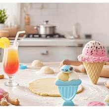 Bộ 3 khuôn cắt bánh hình kem và trái cây, khuôn nướng bằng thép không gỉ dùng để làm kem ốc quế, kem que, bánh cupcake, đồ dùng làm bánh cho các dịp lễ hội và mùa hè. - Xem 11