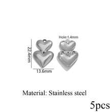 5pcs Stainless Steel 18K Gold Plated Textured Heart Shaped Asymmetrical Pendant, Earrings Necklace DIY Jewelry Making, Suitable For Women - Pendants - View 23