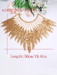 1 chiếc/gói, 20 màu sắc để lựa chọn, Khăn choàng cổ lưới thêu ren đính pha lê, phụ kiện tự làm cho váy nữ, trang trí váy cưới, Chiều dài: 50cm/Chiều rộng: 39cm - 1 cái/gói - Xem 18