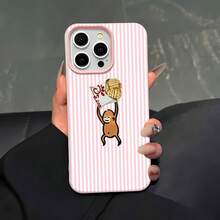 Cute Monkey With Fast Food Pattern Phone Case-Compatible With Samsung,  12, 13, 14, 15 Pro,  14 Plus,  15, 16 Pro Max,  17,  17 Pro,  17 Pro Max,  17 Air, And  17e. Made Of TPU Material With Anti-Slip And Drop-Protection Features; A Stylish And Adorable Phone Case Design. A Perfect Gift For Yourself, Family, Friends, Or A Partner. - 粉紅色LB33 - 查看 2