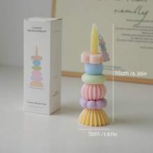 1pc Colorful Geometric Candle, Nordic Style Sculpture Candle, High-Quality Soy Wax, Candle Adopts Stackable Modular Design, Suitable For Home Decor, Proposal, Wedding Decoration, Party Decor,Photography Props, Creative Gifts,Birthday Gifts,Cute Decor - A - View 12