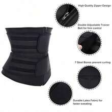 Women's Workout Waist Belt & Slimming Trainer - Adjustable Sweat Band For Weight Loss, Core Training, Gym, Yoga & Running - Breathable & Sweatproo - Black - View 9