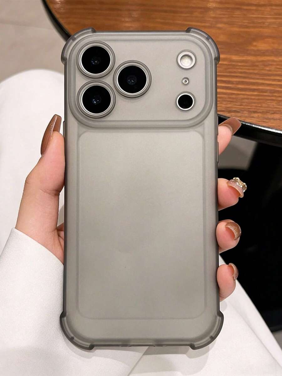 Minimalist Luxury Matte Transparent Shock-Proof Anti-Slip Anti-Drop Lightweight Protective Case, Compatible With IPhone 17 Pro Max, 17 Pro, 17, 16 Pro Max, 16, 16Pro, 15, 14, 13, 12 Pro Max, 11, Anti-Fall Back Cover - Transparent Black - View 1
