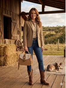 Bolsa Country Tampinha de Vaquinha Ana Castela Boiadeira Alça Transversal Rodeio Barretos Envio Imediato - Bege - Visão 5