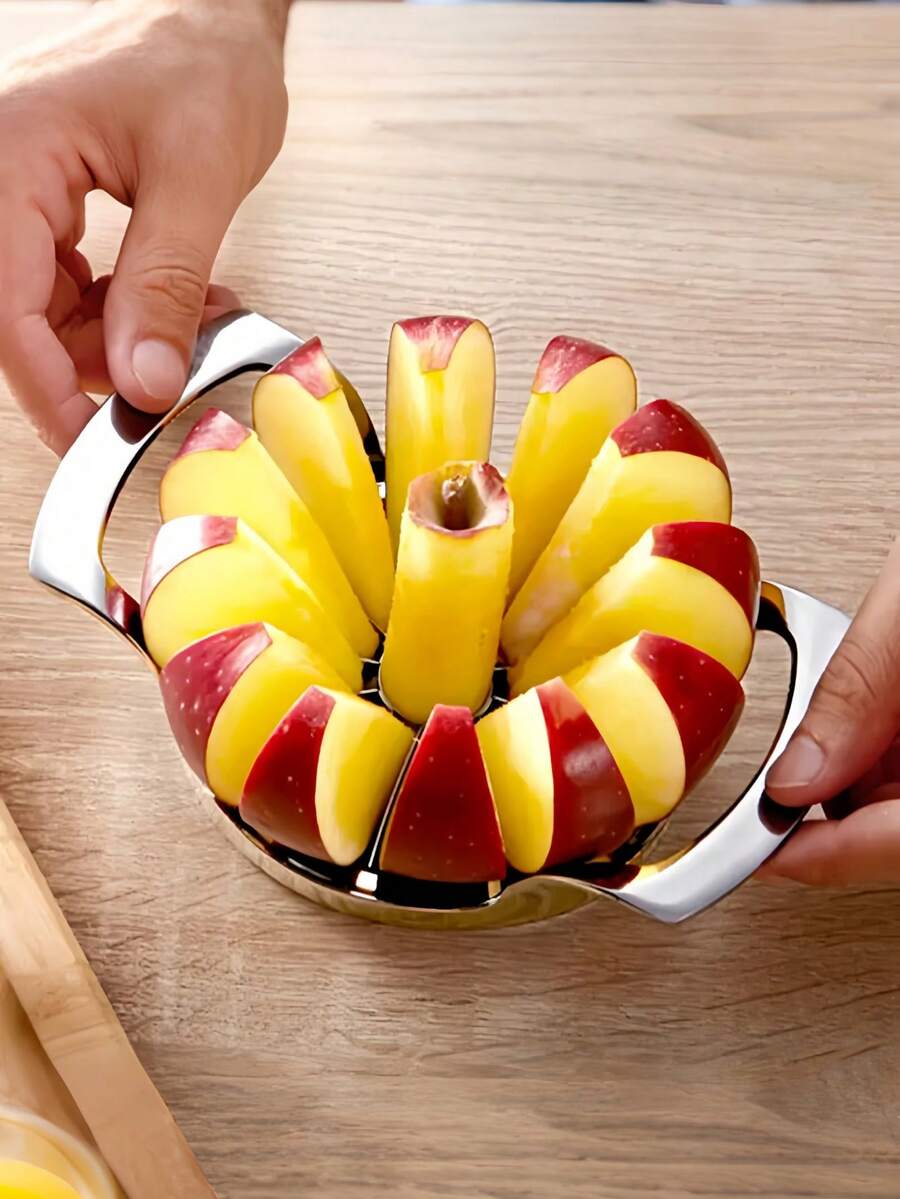 OBOVAY 1pc Stainless Steel Apple Slicer, Kitchen Fruit Pitter, Creative Fruit Chopper, Divider, Peeler, Pitter, Multi-Functional Fruit Cutting Tool, Reusable Kitchen Fruit Cutting Tool