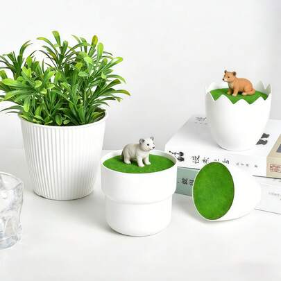 Artificial Flower Pot, Foam Flocking Plastic Planter Decor, Valentine's Day Gift, Birthday Gift, Graduation Gift, Desk Accessories, Trinkets, Vanity Decor, Room Decor, Home Decor, Desktop Ornament, Cute Tabletop Decoration For Home & Room