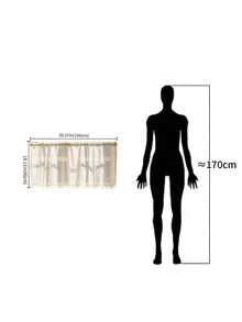 LOSPRING Rèm ngắn nhà bếp chất liệu vải lanh với tua rua ở viền, rèm cửa sổ nửa trong suốt chất liệu dây thừng. - Màu be - Xem 8