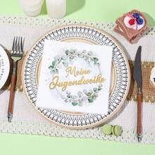 20 piezas/40 piezas/60 piezas Servilletas para mi celebración de mayoría de edad - Servilletas de papel de 2 capas con estampado de corona de eucalipto dorada para la celebración de mayoría de edad alemana, estilo verde y dorado, adecuadas para ritos de paso, reuniones familiares, fiestas, celebraciones de primavera/verano, tamaño 13*13 pulgadas - Ver 2