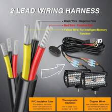 LED工作燈線束套件,雙控制開關,12V 24V繼電器絲,適用於越野車SUV卡車 - Fit 2 lights(Hi-Low) - 查看 9