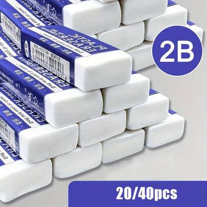 Bộ tẩy 20/40 chiếc, bút chì thi 2B cho chữ viết sạch không lem, đồ dùng văn phòng phẩm sáng tạo dành cho học sinh.