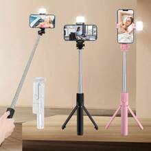 Professional Phone Tripod Selfie Stick With Fill Light, 40 Inch Extendable Wireless Remote Stable Anti-Shake, 360° Rotatable For Outdoor Vlogging Live Streaming, Gift For Women - 查看 1
