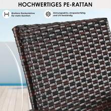Polyrattan Garden Bench With Table, Balcony Furniture Set Of 2 With Soft Seat Cushions, Garden Furniture Set For Small Balconies, Weatherproof, UV-Resistant, Outdoor Bench For Patio, Garden - 棕色+米白色 - 查看 5