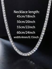 Collar con colgante de diamantes completo estilo rapero hip hop para hombres ICED CHICS, diseño de circonita cúbica cuadrada, joyería de lujo unisex, regalo perfecto para el Día del Padre, cadena de tenis de 4 mm - Cadena de tenis de moda - Ver 4