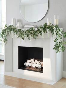 1pc Eucalyptus & Cherry Blossom Vine, Suitable For Spring & Summer Decor, Room, Bedroom, Wedding, Tabletop, Furniture, Staircase Wrapping - Beige - View 3