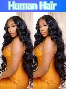 Tóc giả dài gợn sóng không cần keo dán, mật độ 200%, kiểu V-part, làm từ tóc thật, dễ đội và tiện lợi cho người mới bắt đầu, không có ren, chất lượng cao. - Natural Black - Xem 1