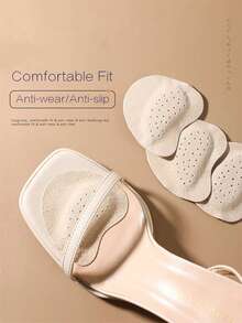 2/4 Pairs High Heel Leather Forefoot Pads, Soft & Sweat-Absorbent, Invisible Anti-Slip Self-Adhesive Inserts, Unisex - Apricot+Black - View 3