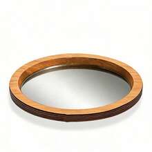 Wooden Candle Holder Tray Decorative Round Candle Holder Plate For Table Centerpiece Decor - 1Pc Yellow - View 6