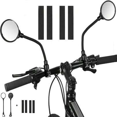 1 Pair Round Bike Rearview Mirror, Rotatable Rear-View Mirrors Handlebar Mounted Acrylic Mirror For Universal Bike MTB Mountain Bike