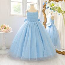 Đầm sinh nhật cho bé gái tuổi teen, đầm dự tiệc cưới cho bé gái, đầm đính sequin cho buổi biểu diễn piano, đầm công chúa hai dây cho bé gái, đầm dạ hội. - Màu xanh nhạt - Xem 4