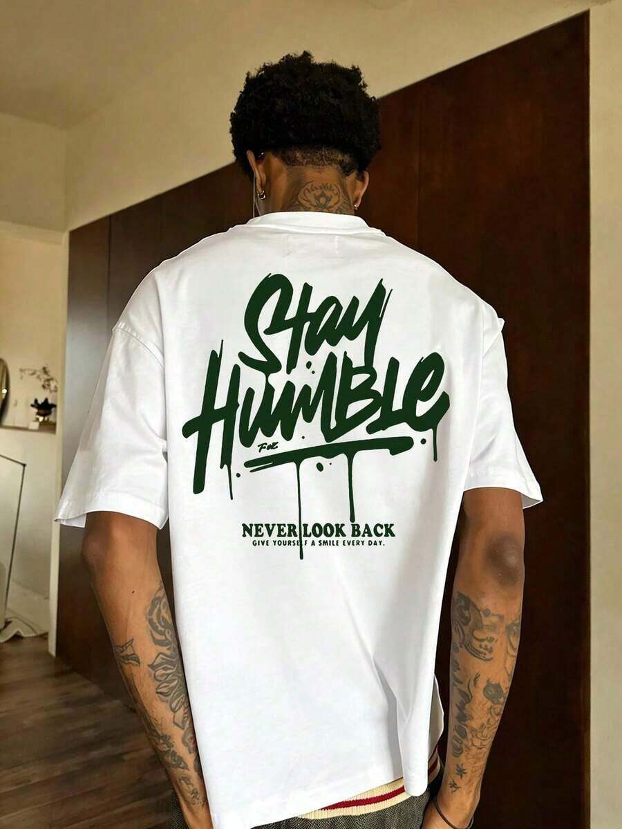 Christmas Short-Sleeved T-Shirt With Round Neck, Graphic Slogan Print In English, Minimalist And Summer Style For Men, Hot Item