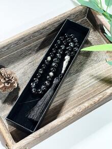 1条穆斯林黑色念珠，33颗珠子，简约百搭，穆斯林饰品 - 彩色 - 查看 3