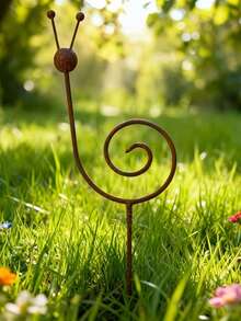 Rusty Metal Snail Plant Support Stake/Minimalist Garden Decor - Suitable For Countryside Style Yard, Lawn And Garden Decoration, Snail Sculpture Gift For Friends And Colleagues - Snail Decorative Pile - View 2