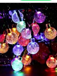 1PC Solar Bubble Ball String Lights 4/5/7m 20/30/50 LED Beads Garden Balcony Atmosphere Light Holiday Decoration Essential Outdoor Waterproof Yard Decor Light 8 Modes Crystal Ball String Easter Spring Christmas Camping Tent Atmosphere Light - 彩色 - 查看 2