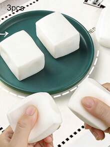 1 pieza de juguete de presión reducida para exprimir el tofu, juguete de rebote lento de material TPR para reducir la presión, juguete de dados fluidos creativos para exprimir, juguete de reducción de presión con simulación de postre esponjoso - Multicolor - Ver 11