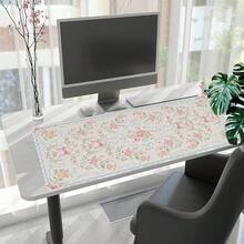 1 Alfombrilla de ratón grande y tapete de escritorio en múltiples tamaños - Base de goma antideslizante, patrón floral rosa con acentos verdes, alfombrilla de ratón extra grande adecuada para PC y portátiles. Suministros de oficina, accesorios de oficina, alfombrilla de ratón, mesa de estudio, alfombrilla de ratón para escritorio, decoración de escritorio - flor - Ver 2
