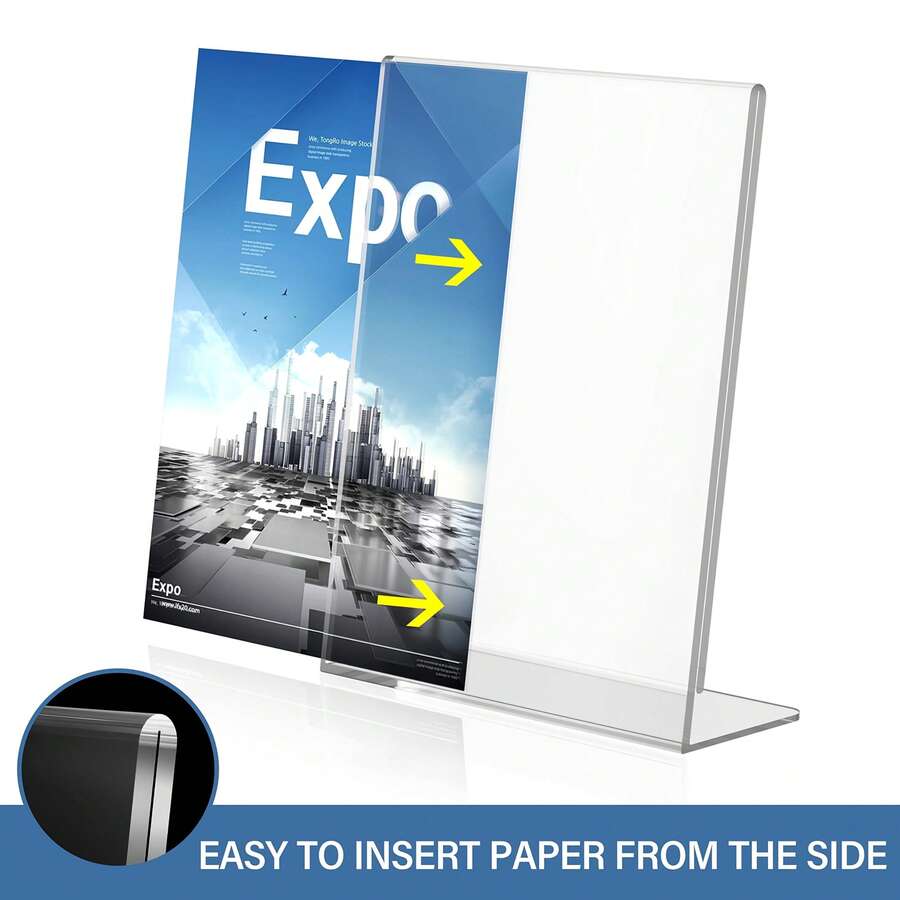 1/3pcs High-Quality Acrylic Standee | A4/A5/A6 Transparent Acrylic Menu Advertising Display Stand, L-Shaped Vertical Sign/Tabletop Display Holder, No Assembly Required - Multicolor - View 1