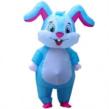 Adult Standing Cute Bunny Inflatable Costume, Holiday Party Funny Performance Costume, Cartoon Animal Inflatable Doll Costume - Multicolor - View 7