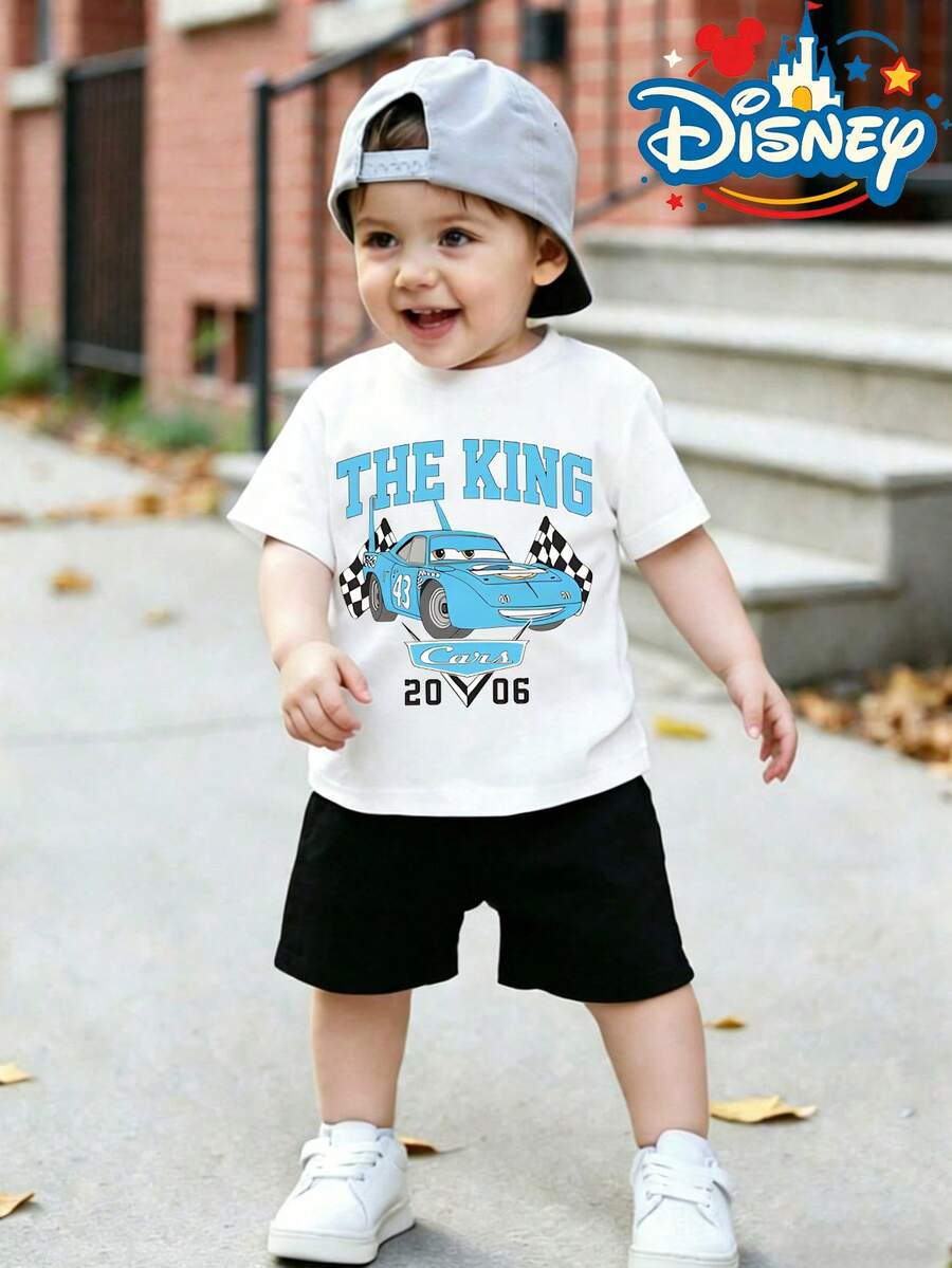 Official Authorization Disney Cars The King Strip Weathers 43 Print Kids T-Shirt, Boys Retro Racing Graphic Short Sleeve Tee, Summer Casual Tops For Daily Wear Theme Park, Children's Clothing Holiday Gift - trắng - Xem 1
