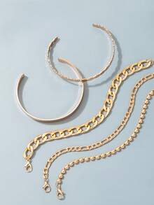 imoli 5件套时尚简约锤纹金属弧形圆手镯套装，适合日常佩戴，是送给女性的礼物。 - 17028 - 查看 5