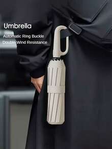 Paraguas automático con protección UV 50+: a prueba de viento, súper sombrilla, diseño plegable fácil, apertura/cierre automático, minimalista de moda, súper portátil y ligero, protección multiusos contra el sol y la lluvia, asa de anillo conveniente - la opción perfecta para aventuras al aire libre y viajes - Multicolor - Ver 16