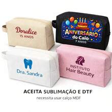 Kit 5 Plain Toiletry Bags Without Print To Personalize Gift - Purple - View 4
