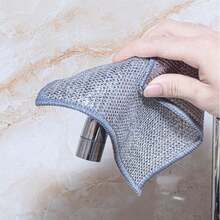 8pcs Double-Sided Kitchen Cleaning Cloths, Magic Cleaning Cloths For Kitchen Utensils, Removes Grease And Stains, Ideal For Bathroom Stubborn Stains Cleaning, Perfect Mother's Day Gift - Silver - View 5