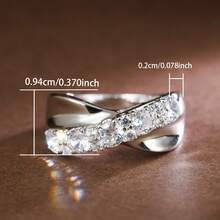 1 chiếc nhẫn bạc Sterling S925 kiểu bện đính đá Zirconia, thích hợp cho nữ đeo hàng ngày, hẹn hò, đám cưới, có thể làm quà tặng cho bạn thân, ngày Valentine, nhẫn cưới. - Bạc - Xem 5