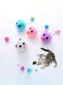 4pcs Cat Toys Set, Plush Ball With Bell, Plush Cat Ball Toys With Bells, Cute Cat Mouse Toys With Sound & Chewing Design, Interactive Indoor Cat Toys To Relieve Boredom And Destructive Behavior - View 7