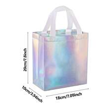 12 túi quà holographic | Kích thước nhỏ | Vải không dệt | Có thể tái sử dụng | Phù hợp cho nhiều sự kiện, tiệc, đám cưới và lễ Giáng sinh | Thiết kế gradient cầu vồng | Tay cầm chắc chắn - Xem 3