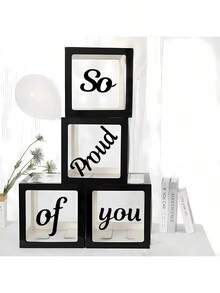 2026届毕业派对装饰 - 4个黑色气球盒，印有“GRAD 2026 So Proud Of You”字样，纸质气球花环，无需用电，不含羽毛，毕业典礼用品 - 彩色 - 查看 23