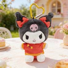 Miniso 三丽鸥人物新年唐装风格毛绒钥匙扣包挂件系列 - /// 4 款，红色中式立领唐装设计，心形登山扣挂绳，便携包包及钥匙扣吊坠，新年庆祝周边礼品（1 件） - 彩色 - 查看 3