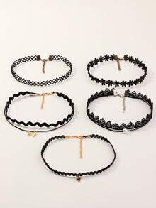 5pcs/Set Girls' Butterfly & Pearl Necklace Jewelry Set - Black - View 6