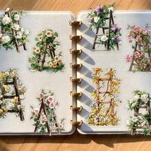 50pcs Flower Stair Stickers Decorative DIY Notebook Planner Tablet Luggage Computer Holiday Graffiti Stickers Self-Adhesive Sealing Stickers, Holiday Gift - View 3