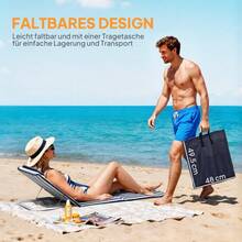 Folding Sun Lounger With Cushion, Garden Chair With Five-Way Adjustable Backrest And Blue Portable Carrying Case. - Blue - View 5