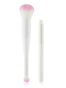 2支双头化妆刷 美妆工具 眼影高光散粉粉底遮瑕腮红面部刷 - 白色 - 查看 9