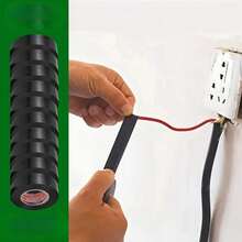 10 rollos de cinta eléctrica negra - Adhesivo fuerte, resistente al calor, impermeable, duradera, adecuada para el amarre de cables, el agarre de raquetas y el uso doméstico - Cinta aislante retardante de llama - Negro - Ver 6