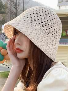 1顶春夏镂空遮阳帽，波西米亚风渔夫帽，宽檐透气针织帽。防紫外线，多功能时尚，还能让脸看起来更小。 - 彩色 - 查看 3